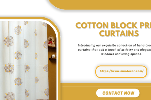 cotton block print curtains