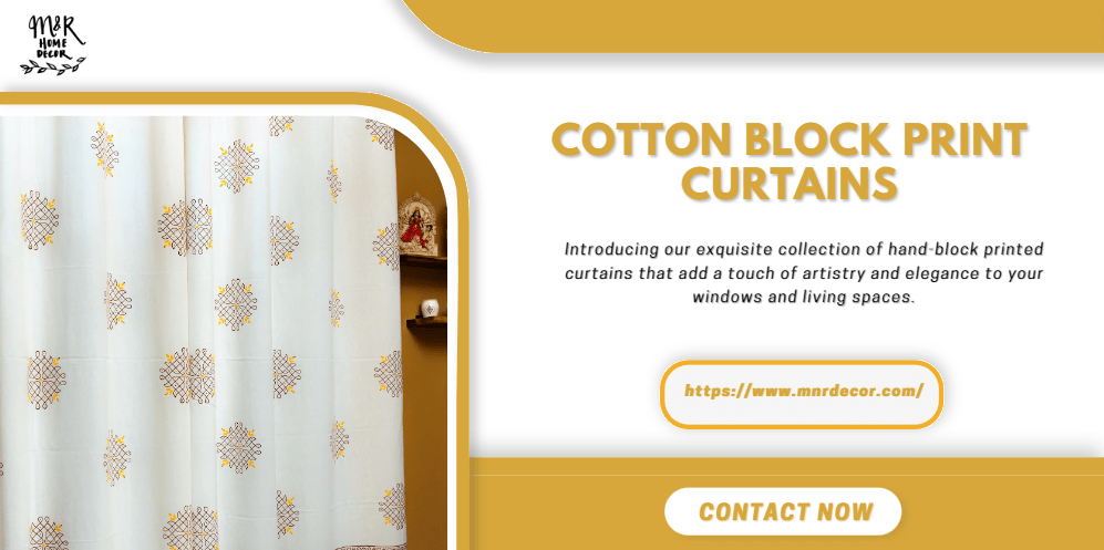cotton block print curtains