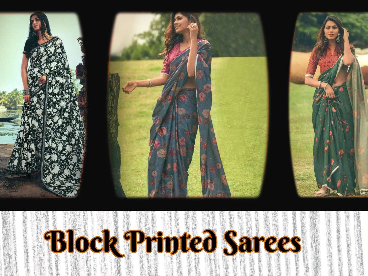 block printed sarees